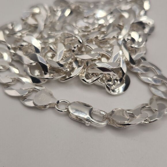 925 sterling silver cuban necklace 28" B - Picture 3 of 6